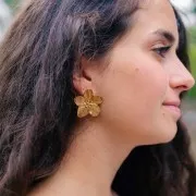 30mm Stainless steel 304L Cherry blossom earrings - Gold x2