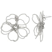 35mm 316L stainless steel Flower wire earrings - 3D x2