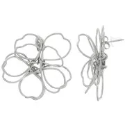 35mm 316L stainless steel Flower wire earrings - 3D x2