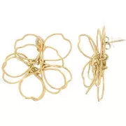 Flower wire earrings - 3D volume - 35 mm 304 Gold stainless steel x2