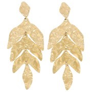 74x30mm 316L stainless steel Leaf dangle earrings - Gold x2
