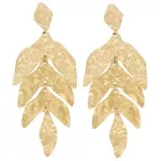 74x30mm 316L stainless steel Leaf dangle earrings - Gold x2