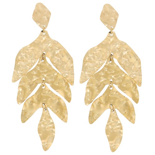 74x30mm 316L stainless steel Leaf dangle earrings - Gold x2