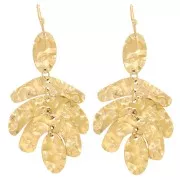 57x27mm 316L stainless steel Leaf earrings - Gold x2