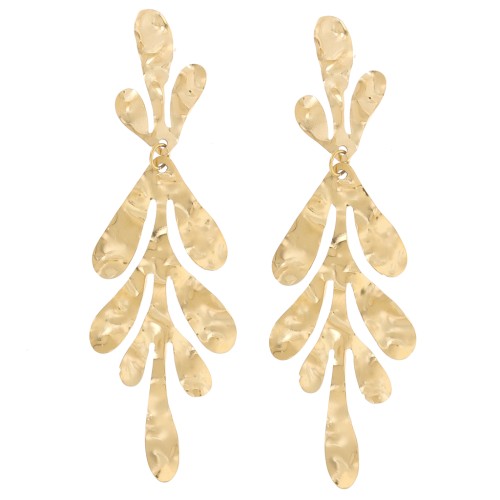 63X20mm 316L stainless steel Leaf earrings - Gold x2