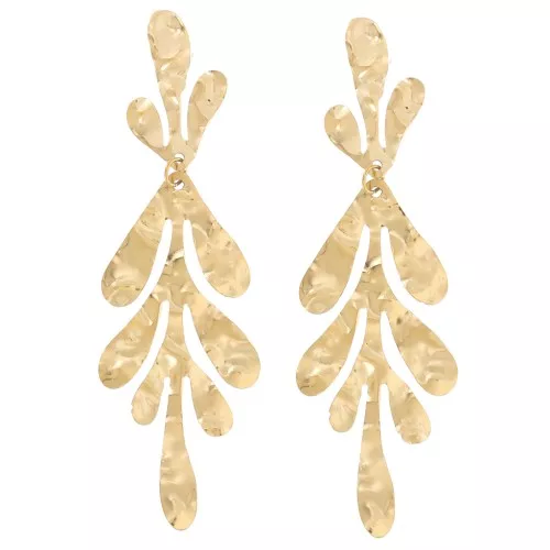 63X20mm 316L stainless steel Leaf earrings - Gold x2