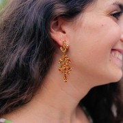 63X20mm 316L stainless steel Leaf earrings - Gold x2