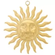 30mm 304L stainless steel face sun pendant - gold x1