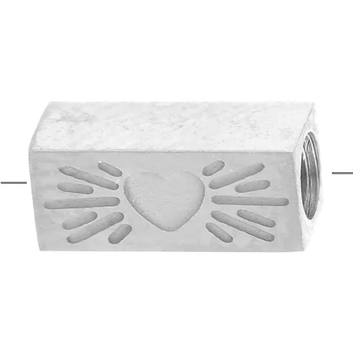 7x3mm 316L stainless steel Rectangular tube bead heart pattern x1
