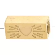 7x3mm 316L stainless steel Rectangular tube bead heart pattern - Gold x1