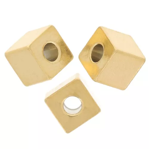 5mm 303L stainless steel Cubic beads - Gold x6