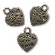 Heart charms 13mm Bronze tone x5