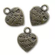 Heart charms 13mm Bronze tone x5