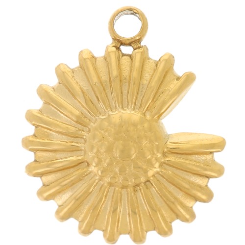 10mm Stainless steel 304L Daisy flower charm - Gold x1