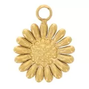 7mm Stainless steel 304L Sunflower charm - Gold x1
