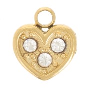 5x6mm 304L stainless steel Heart charm with zirconium oxides - Gold x1|raw }}