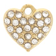 8x8mm 304L stainless steel Heart charm - Zirconium oxides - Gold x1|raw }}