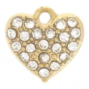 8x8mm 304L stainless steel Heart charm - Zirconium oxides - Gold x1