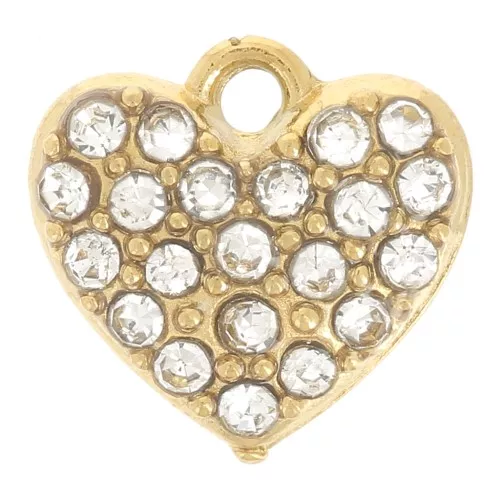 8x8mm 304L stainless steel Heart charm - Zirconium oxides - Gold x1