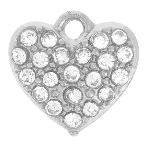 8x8mm 304L stainless steel Heart charm - zirconium oxides x1