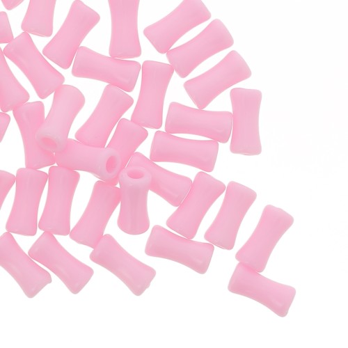 11x5mm Opaque acrylic bamboo tube beads - Pink x30