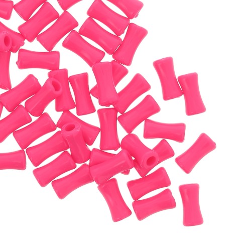 11x5mm Opaque acrylic bamboo tube beads - Neon Pink x30