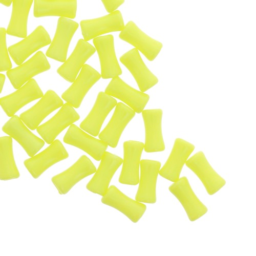11x5mm Opaque acrylic bamboo tube beads - Neon Yellow x30