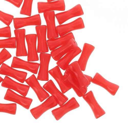13x5mm Opaque acrylic bamboo tube beads - Red x15