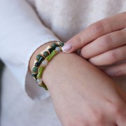 13x5mm Clear acrylic bamboo tube beads - Marbled Green x15