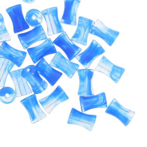 13x8mm Clear acrylic bamboo tube beads - Marbled blue x20