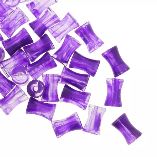 13x8mm Clear acrylic bamboo tube beads - Marbled Violet x20