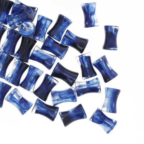 13x8mm Clear acrylic bamboo tube beads - Marbled Midnight Blue x20