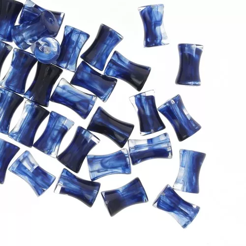 13x8mm Clear acrylic bamboo tube beads - Marbled Midnight Blue x20