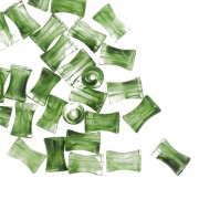 13x8mm Clear acrylic bamboo tube beads - Marbled Green x20