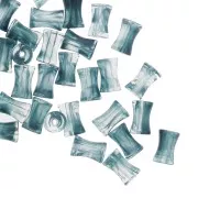 13x8mm Clear acrylic bamboo tube beads - Marbled Blue Grey x20