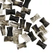 13x8mm Clear acrylic bamboo tube beads - Marbled Black x20