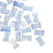 13x8mm Clear acrylic bamboo tube beads - Sky Blue Marble x20