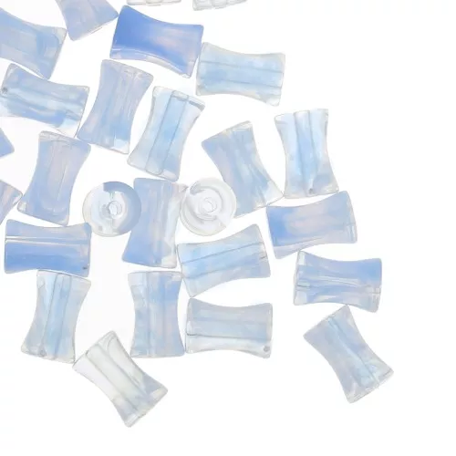 13x8mm Clear acrylic bamboo tube beads - Sky Blue Marble x20