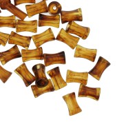 13x8mm Clear acrylic bamboo tube beads - Marbled Amber x20
