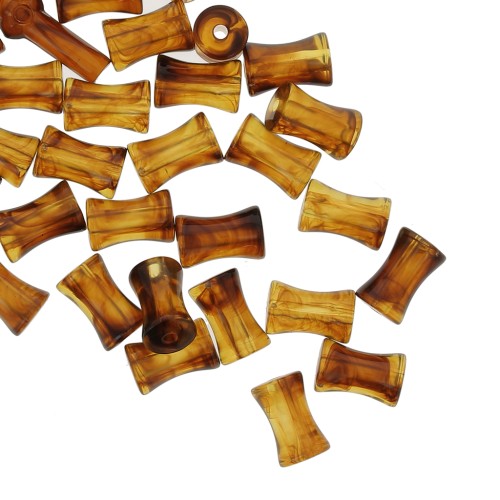 13x8mm Clear acrylic bamboo tube beads - Marbled Amber x20