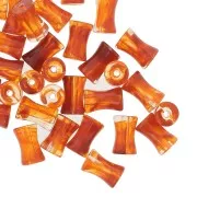 13x8mm Clear acrylic bamboo tube beads - Marbled Orange x20