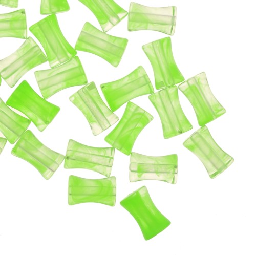 13x8mm Clear acrylic bamboo tube beads - Marbled Light Green x20