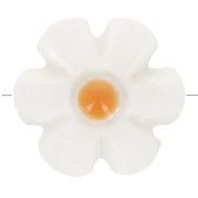 12mm mother-of-pearl flower bead - White - Orange x1