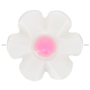 12mm mother-of-pearl flower bead - White - Pink x1