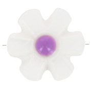 12mm mother-of-pearl flower bead - White - Violet x1