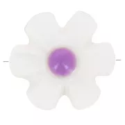 12mm mother-of-pearl flower bead - White - Violet x1
