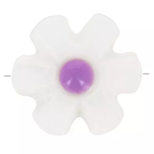 12mm mother-of-pearl flower bead - White - Violet x1