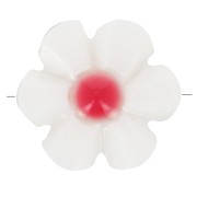 12mm mother-of-pearl flower bead - White - Coral Red x1
