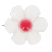 12mm mother-of-pearl flower bead - White - Coral Red x1