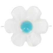 12mm mother-of-pearl flower bead - White - Blue x1|raw }}
